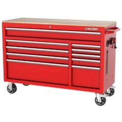 Husky Modular Tool Storage 52 In. W Standard Duty Red Mobile Workbench Cabinet With Pegboard -Husky Tools Shop red husky mobile workbenches h52modsuite2red c3 1000