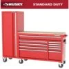 Husky Modular Tool Storage 72 In. W Standard Duty Red Mobile Workbench Cabinet With 20 In. Side Locker -Husky Tools Shop red husky mobile workbenches h52modsuite7red 64 1000