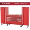 Husky Modular Tool Storage 92 In. W Standard Duty Red Mobile Workbench Cabinet With (2) 20 In. Side Lockers -Husky Tools Shop red husky mobile workbenches h52modsuite8red 64 1000