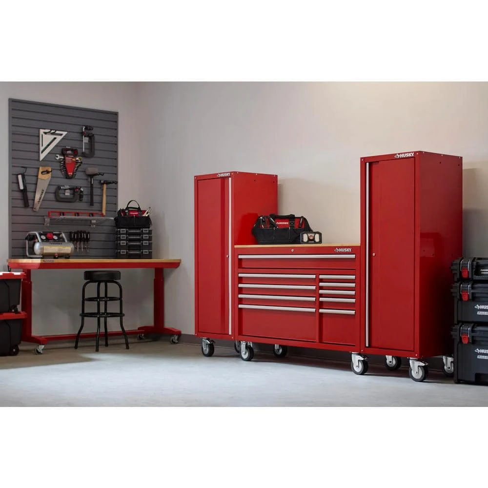 Husky Modular Tool Storage 92 In. W Standard Duty Red Mobile Workbench Cabinet With (2) 20 In. Side Lockers 7 Husky Modular Tool Storage 92 In. W Standard Duty Red Mobile Workbench Cabinet With (2) 20 In. Side Lockers - Image 5