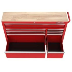 Husky Modular Tool Storage 52 In. W X 20 In. D Standard Duty Red Mobile Workbench Cabinet -Husky Tools Shop red husky mobile workbenches h52mwc10modred 44 1000