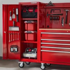 Husky Modular 20 In. W X 20 In. D Standard Duty 3-Shelf Red Rolling Side Tool Chest -Husky Tools Shop red husky side tool cabinets lockers h20lockmodred 1d 1000