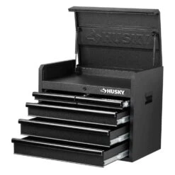 Husky 26 In. W X 16 In. D Standard Duty 5-Drawer Top Tool Chest In Textured Black -Husky Tools Shop rust resistant textured black powder coat paint finish husky top tool chests h26ch5tb 77 1000
