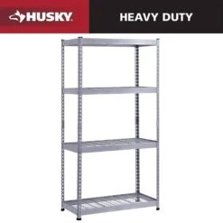 Husky 4-Tier Heavy Duty Steel Garage Storage Shelving Unit In Silver (36 In. W X 72 In. H X 18 In. D)