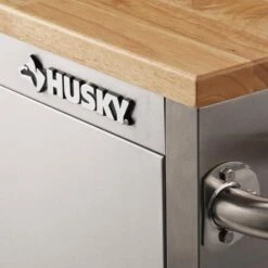 Husky 72 In. W X 18 In. D Heavy Duty 8-Drawer 1-Door Mobile Workbench Tool Chest With Solid Wood Top In Stainless Steel -Husky Tools Shop stainless steel with silver trim husky mobile workbenches hyls 7208 4f 1000