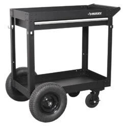 Husky 36 In. 1-Drawer 2-Tray Black All-Terrain Rolling Utility Cart -Husky Tools Shop textured black husky tool carts houtdoorcart 40 1000