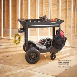 Husky 36 In. 1-Drawer 2-Tray Black All-Terrain Rolling Utility Cart -Husky Tools Shop textured black husky tool carts houtdoorcart c3 1000