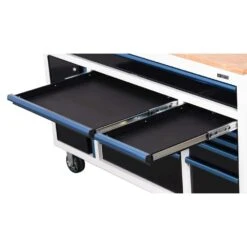 Husky Limited Edition 61 In. W X 23 In. D 11-Drawer White Mobile Workbench Cabinet With Solid Wood Top 16 Husky Limited Edition 61 In. W X 23 In. D 11-Drawer White Mobile Workbench Cabinet With Solid Wood Top -Husky Tools Shop white mobile workbenches h61mwc11wbb 1d 1000